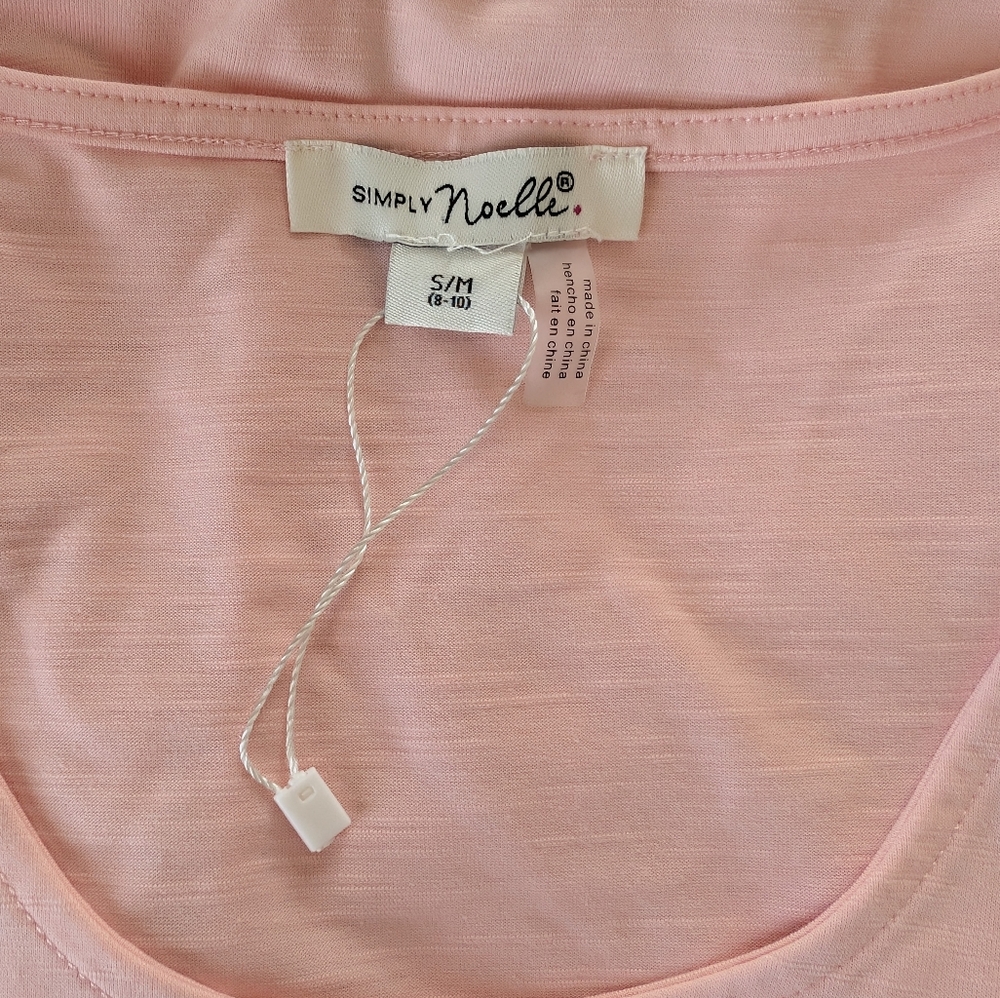 NWT Simply Noelle Pink Boho Tunic Top With Lace Crochet Hem Size S/M - Picture 8 of 9